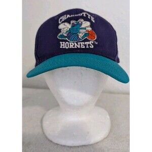 Vintage 90s Charlotte Hornets Sports Specialties Snapback Wool Blend Big Letters